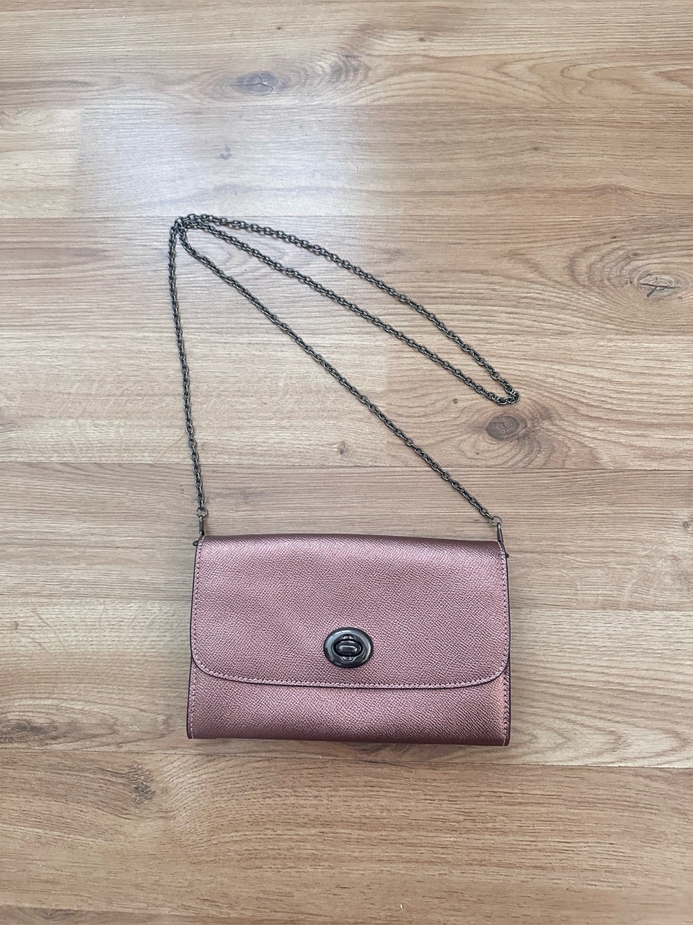 Coach Metallic Rose Crossbody Shoulder Bag with Chain